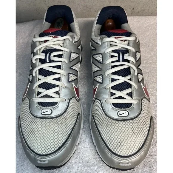 Nike Shox Qualify 2 + White Silver Navy Red Running Shoes 442114-161 Mens 11.5